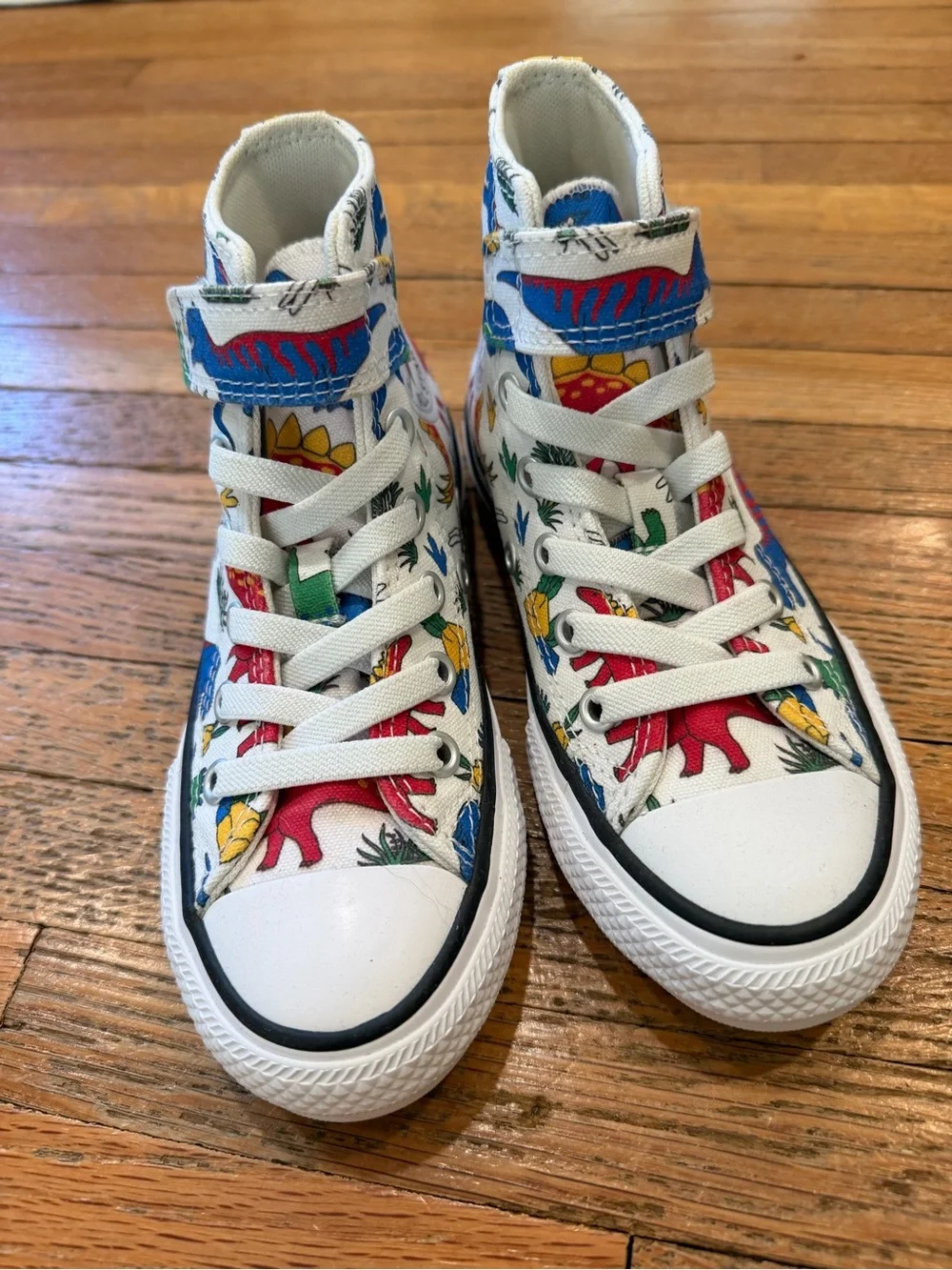 NWOT Converse Kids White High-Top Sneakers with Multicolor Dino Print